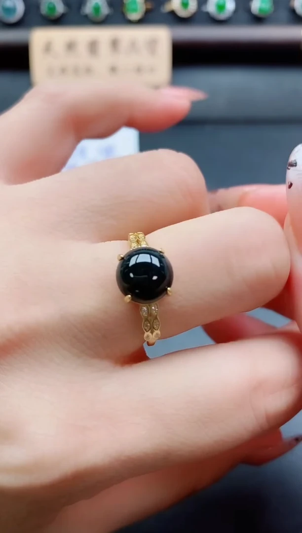 银S925镶嵌戒指翡翠1