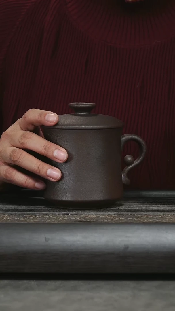 【闪购商品】紫砂茶杯紫泥柴烧半月杯