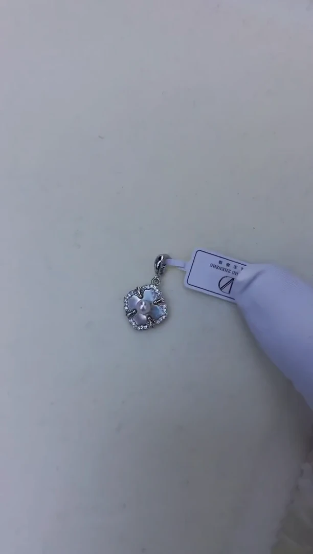 银S925镶嵌饰品海水珍珠设计款吊坠