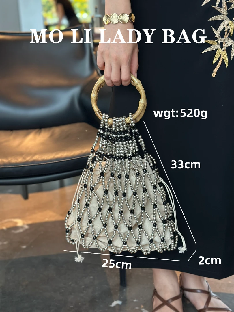 韩国ins手工编织珠子手提包小众珠子手柄串珠包海边度假沙滩包潮