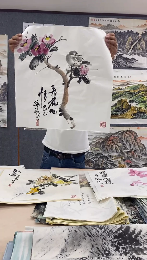 国画福利！沈泳江手绘 三尺斗方50*50cm