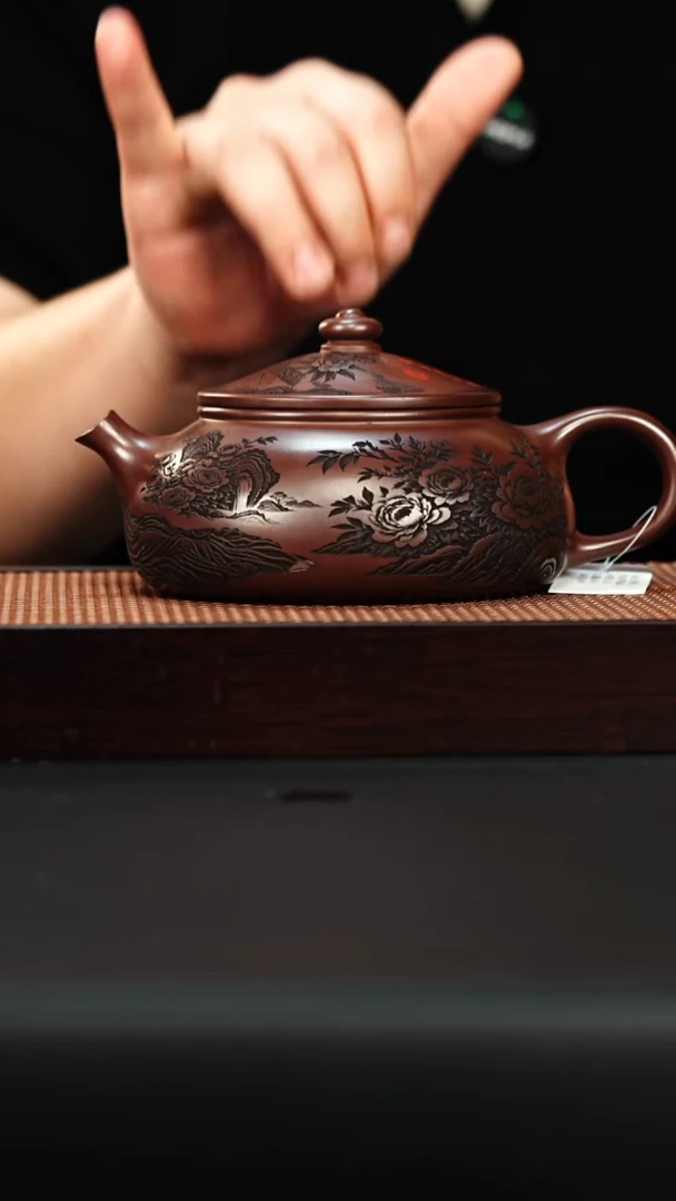 茶壶紫砂宜兴紫砂 寒江壶 石红 李雨瑶