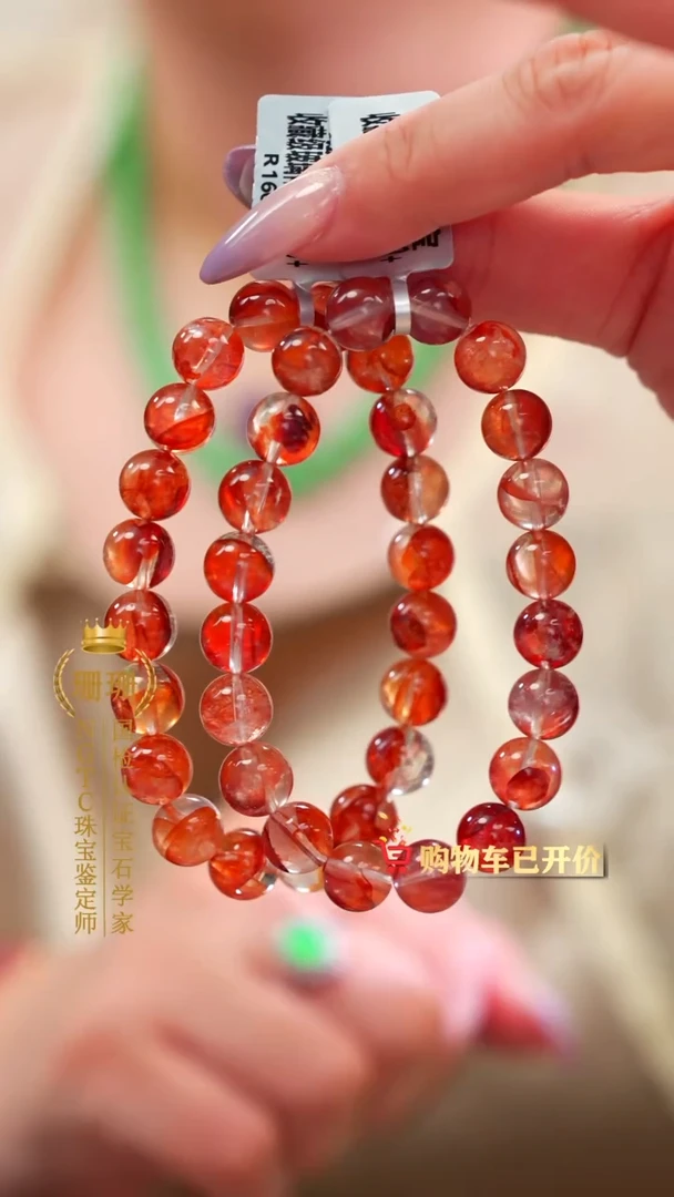 未镶嵌手串水晶高货红胶花单圈9MM+多样性发其一