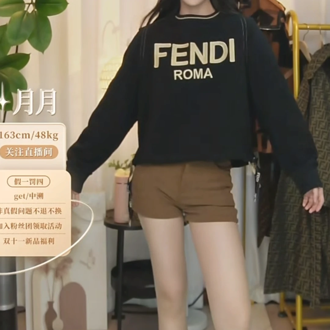 95新 FENDI/芬迪 logo印花套头卫衣/st010