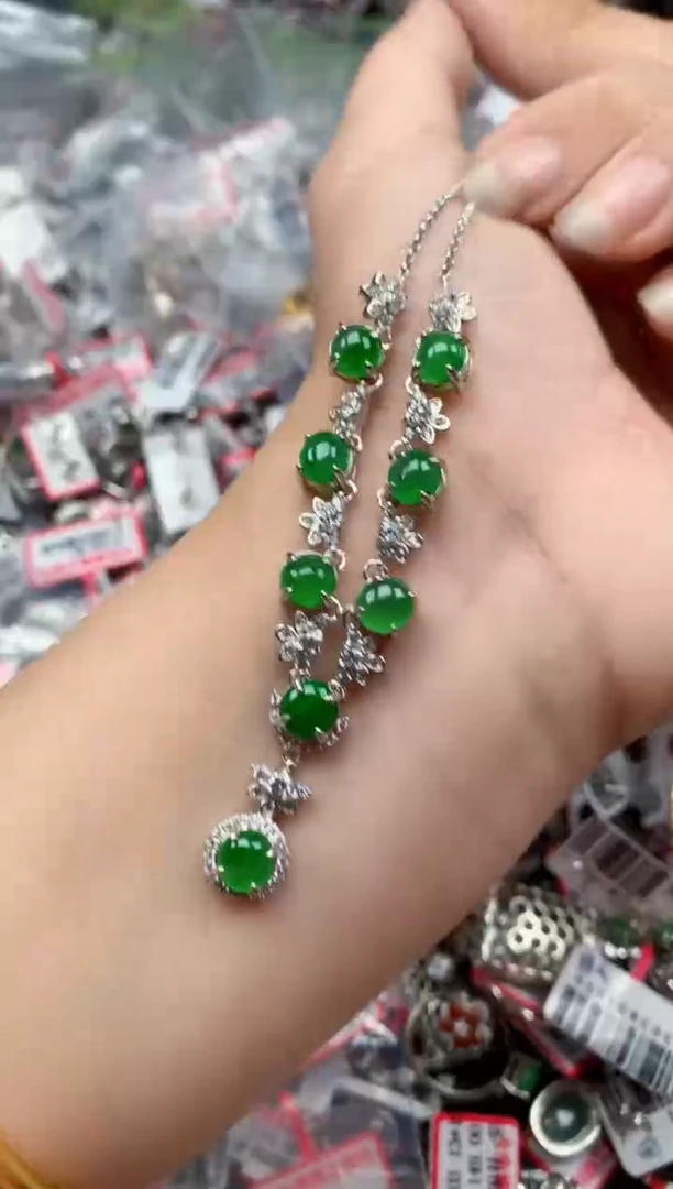 银S925镶嵌戒指翡翠天然A货缅甸翡翠