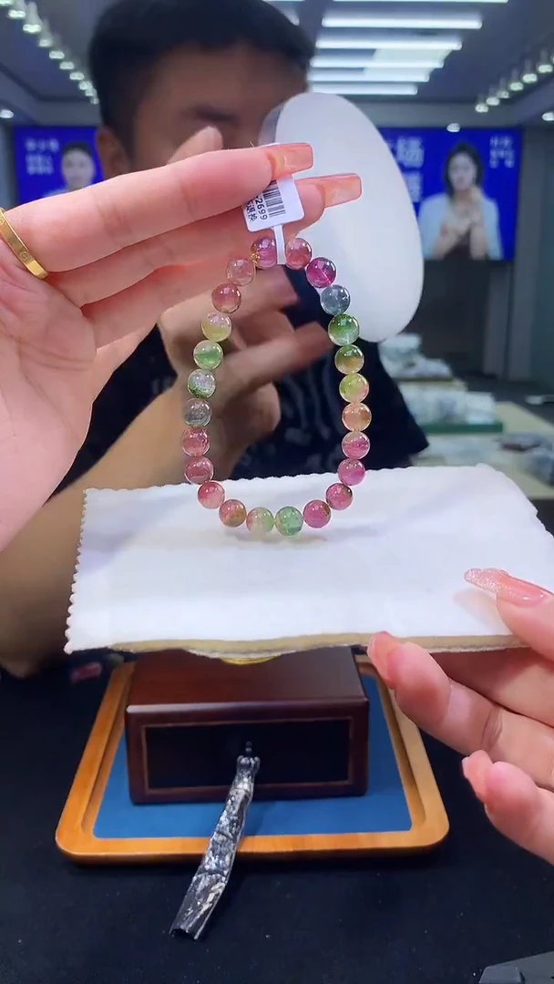 未镶嵌手链碧玺西瓜碧玺单圈8x