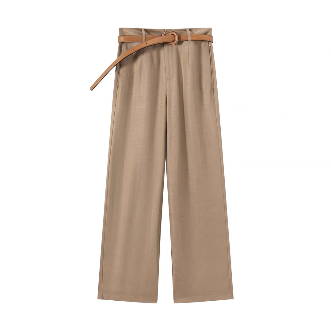 25667 品质柜货！精裁！夏季亚麻垂感舒适时尚百搭高腰女式休闲裤