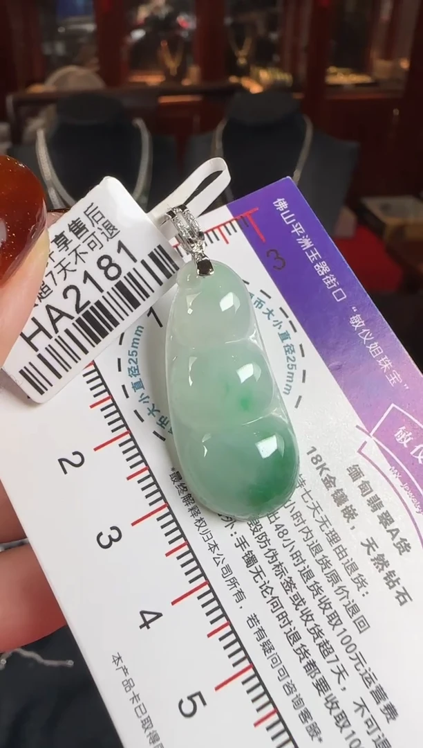颈饰18K金镶嵌翡翠HA2181豆豆
