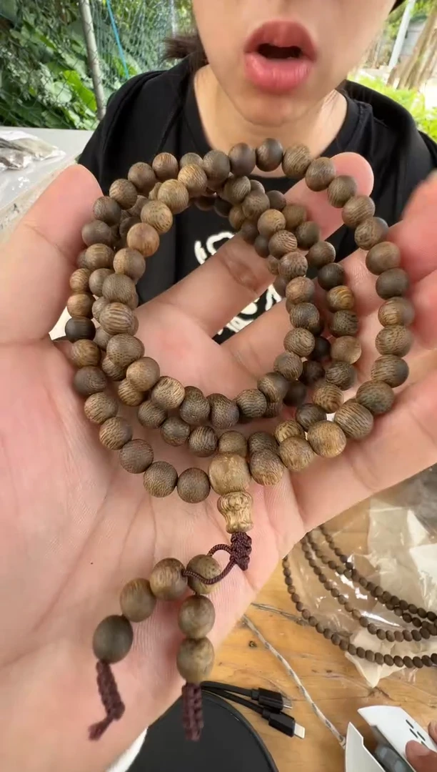 沉香手串莺歌绿06沉水浮圆珠多圈多样性发一