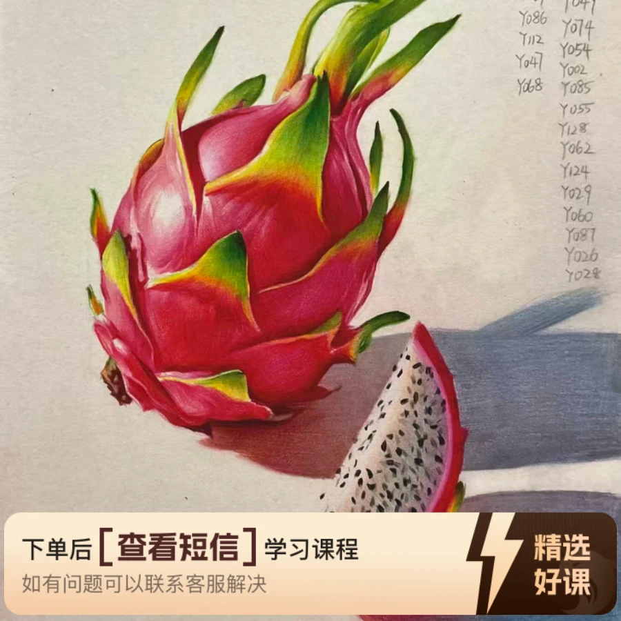 彩铅教你画写实火龙果（留意短信解锁课程）