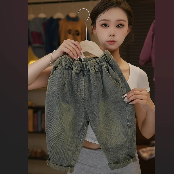 2025新款萌娃穿搭裤子休闲裤宝宝韩版百搭儿童裤牛仔裤22299