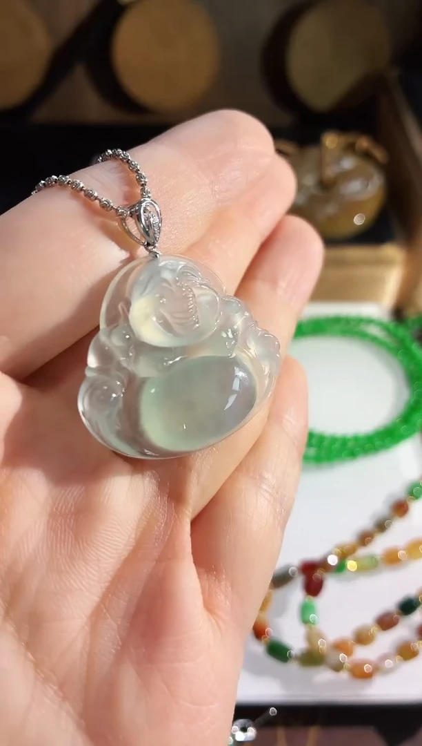 翡翠18K金镶嵌吊坠(不含链)吊坠