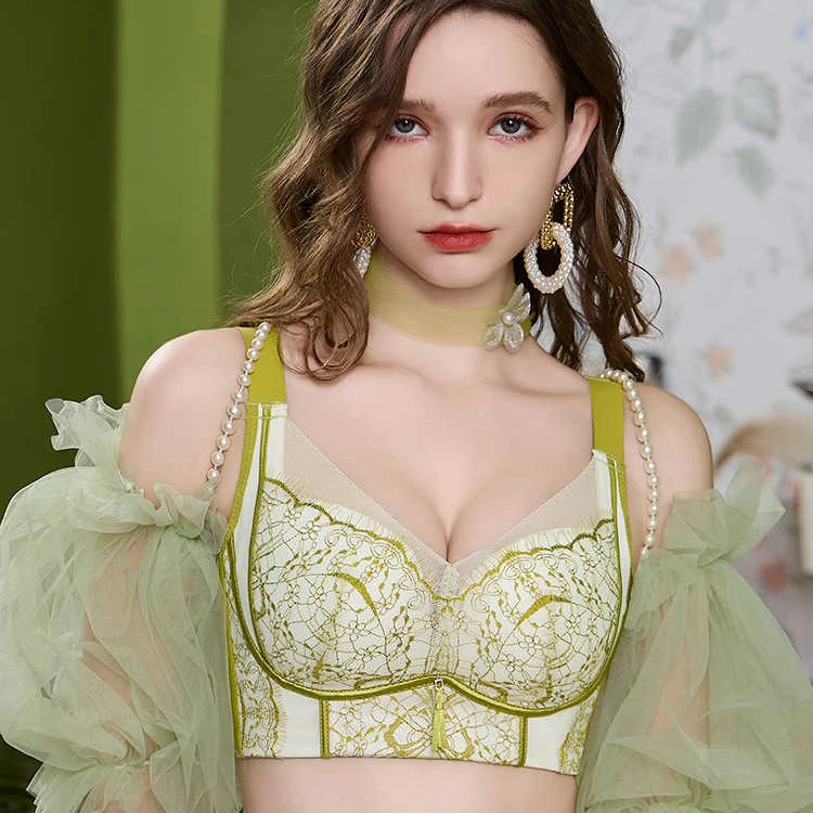 东方美人院线调整型蕾丝收副乳舒适无钢圈透气小胸中厚聚拢托文胸