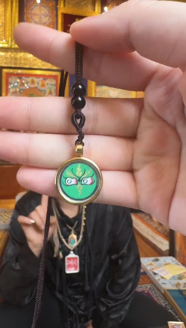 吊坠绿财神--热贡纯手绘