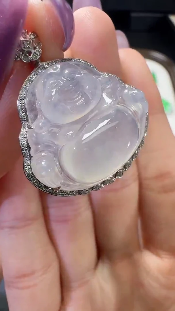 吊坠(不含链)18K金镶嵌翡翠【源头工厂】钻石镶嵌