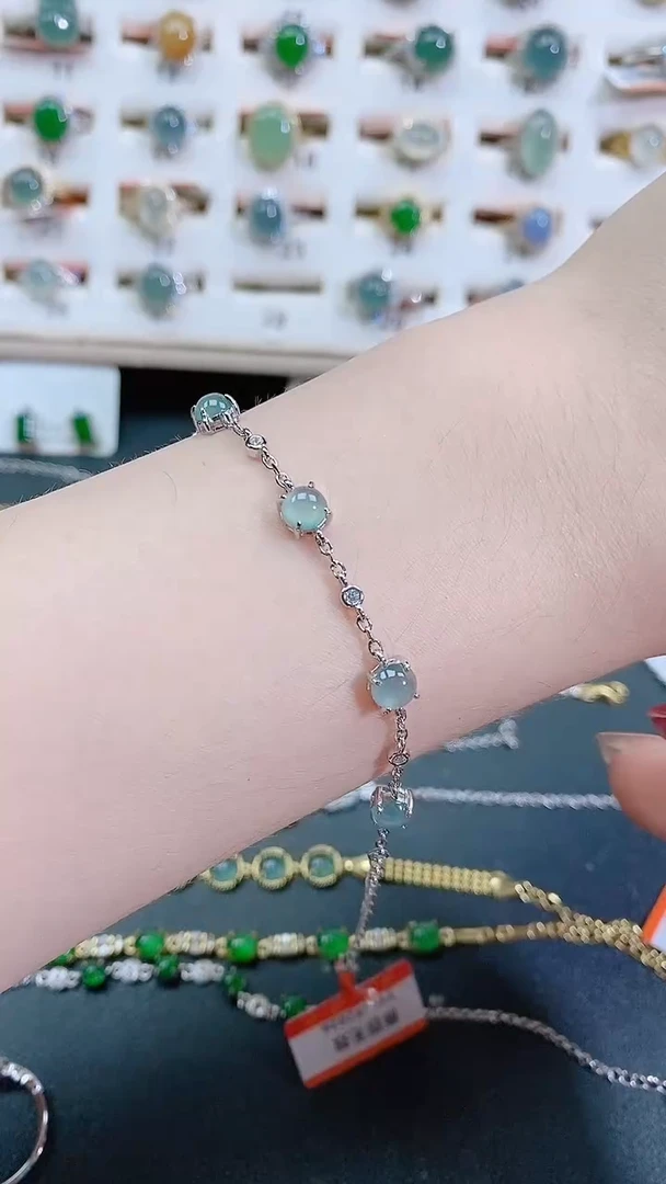 银S925镶嵌手链翡翠天然翡翠