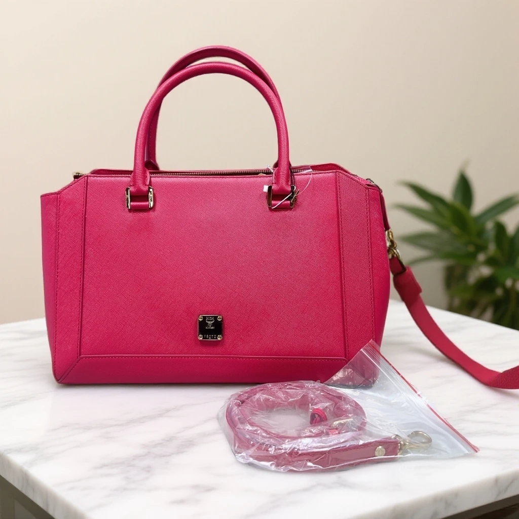 95新 MCM  红色手提斜挎包 1895 5049