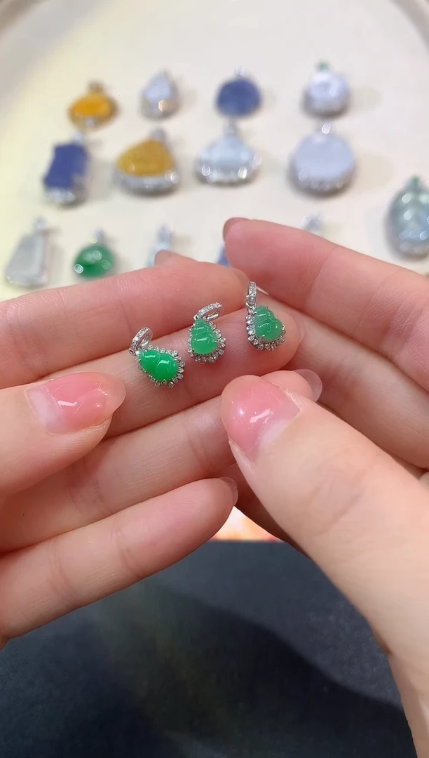 吊坠(不含链)18K金镶嵌翡翠吊坠多样性发货一件A134|1500