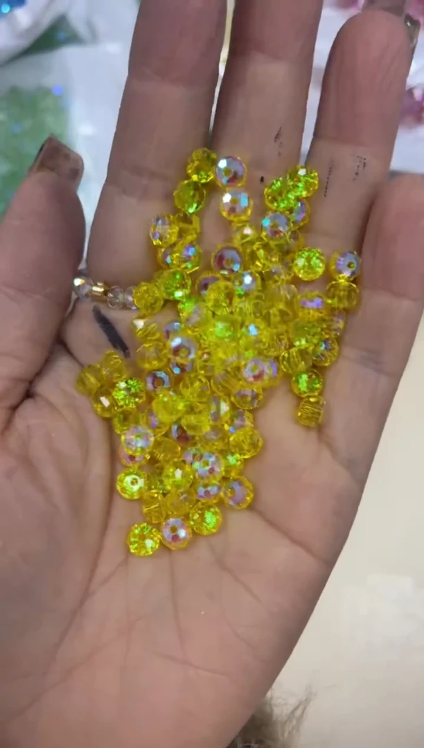 玻璃03068卡6华子车轮100颗柠檬黄