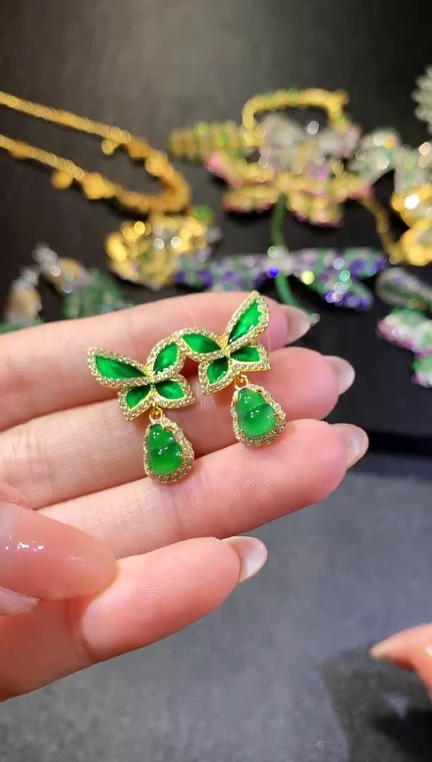 【闪购商品】翡翠耳饰银S925镶嵌200耳饰（多样性发货一件