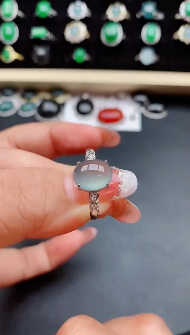 【闪购商品】翡翠戒指银S925镶嵌058008