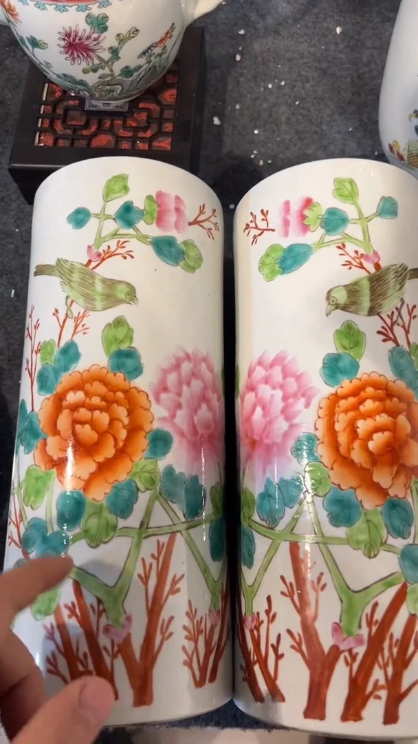 摆件瓷摆件瓷摆件白头富贵冒桶