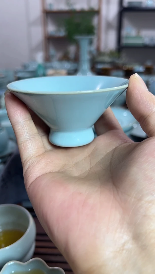 杯子准一级微微瑕全手工支钉斗笠杯