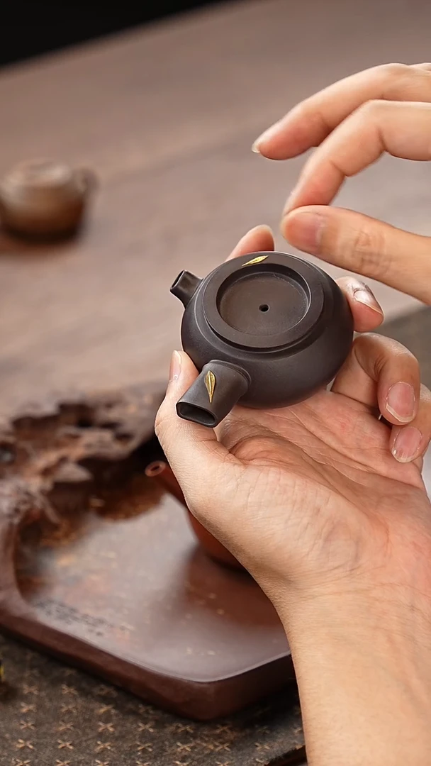 茶壶紫砂侧把解忧洒金