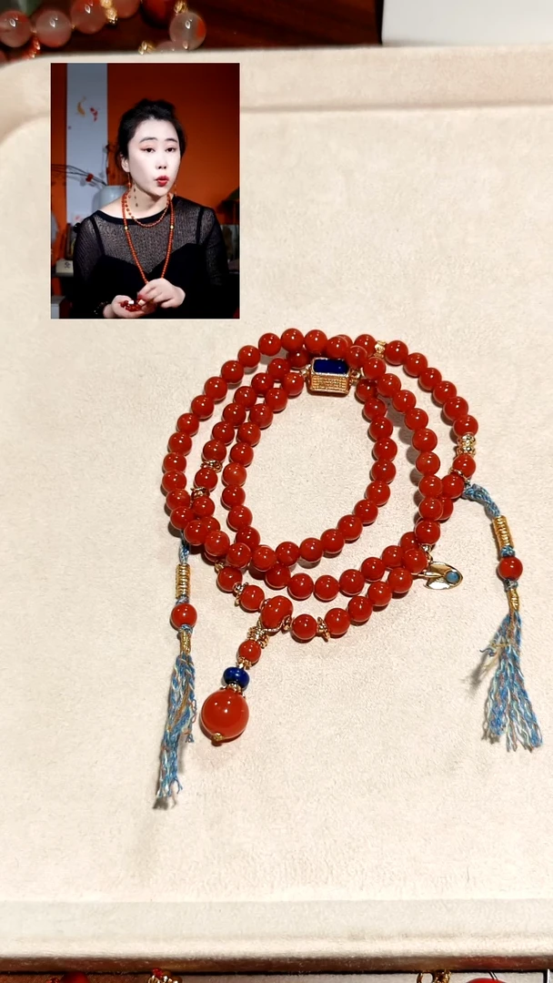 银S925镶嵌玫红南红玛瑙手链项链