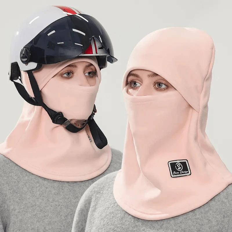 骑车面罩围脖一体帽子男女冬季套头盔内胆帽抓绒保暖护耳防寒围脖