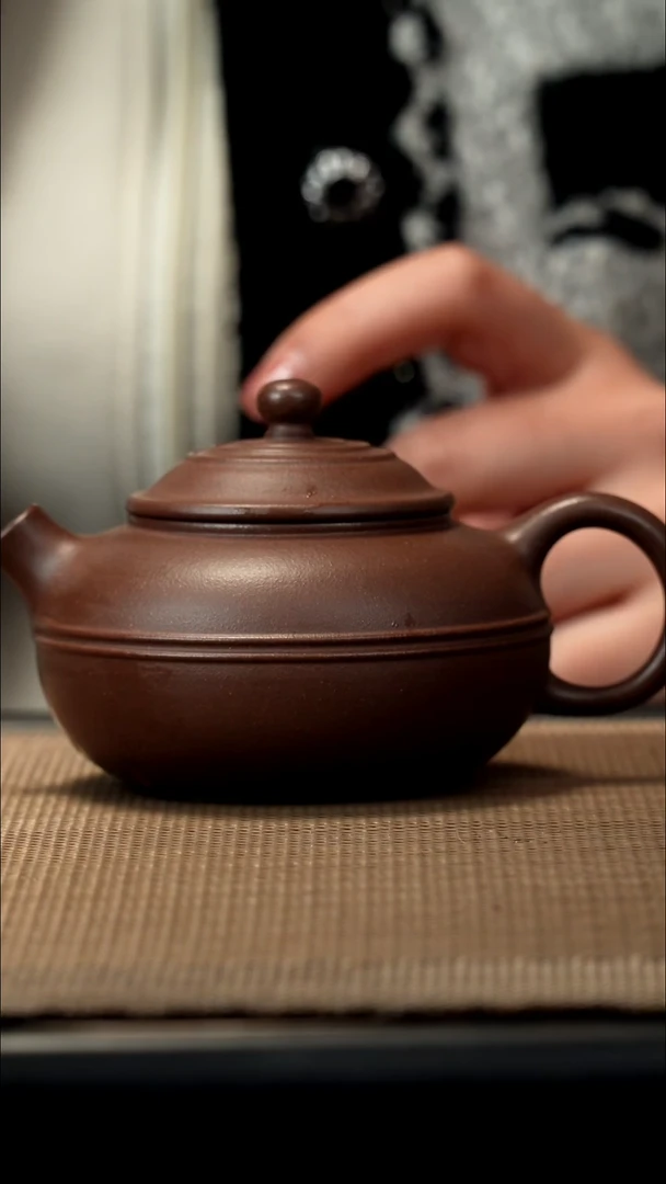 紫砂茶盏紫泥线圆巨轮160CC