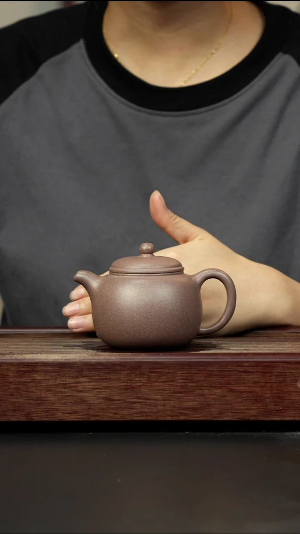 紫砂茶壶桃花泥匏樽浅紫色