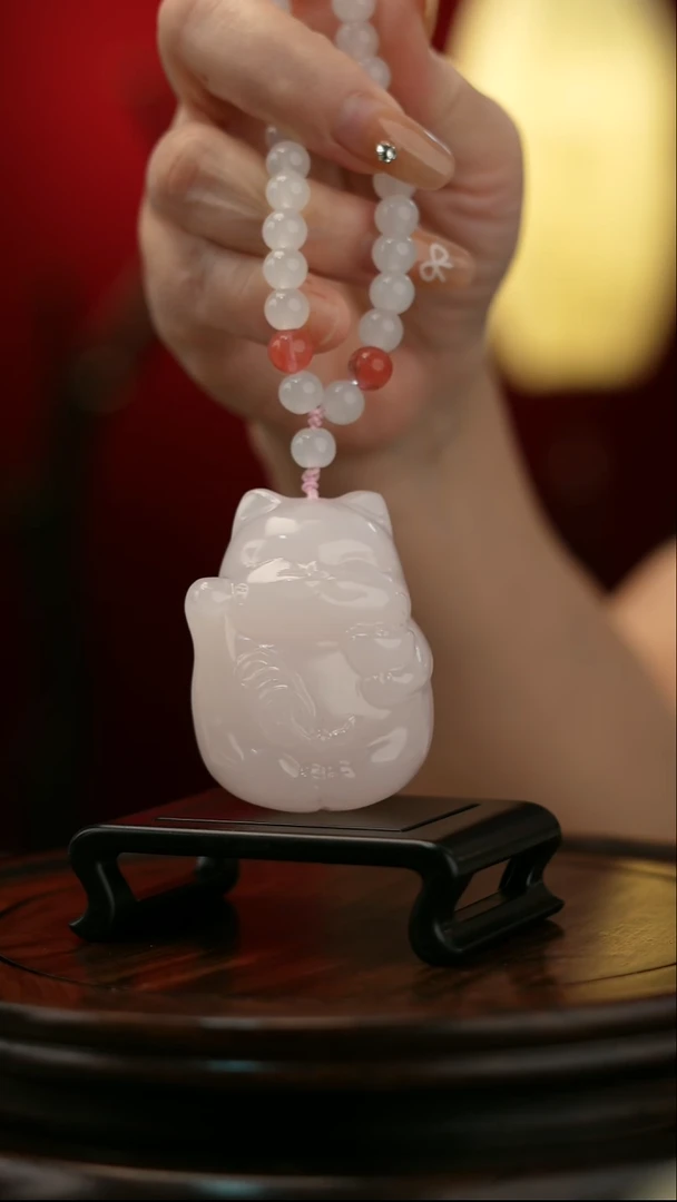 玉【招财猫】天然玉石手把件