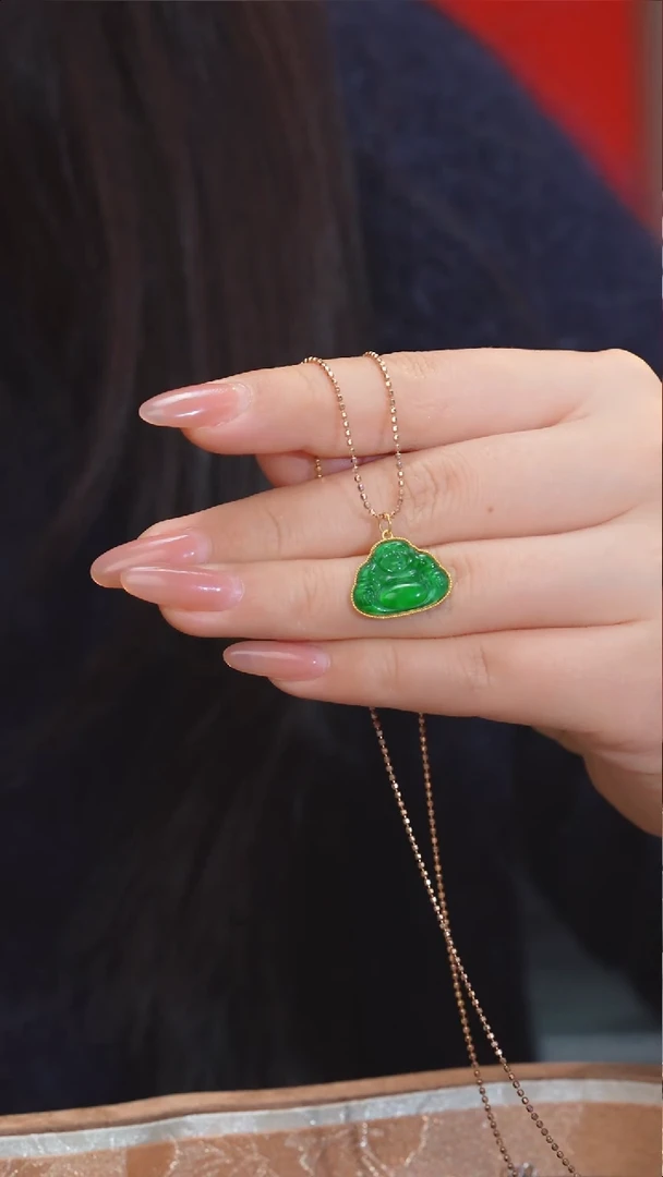 【闪购商品】翡翠吊坠(不含链)18K金镶嵌@@W5350