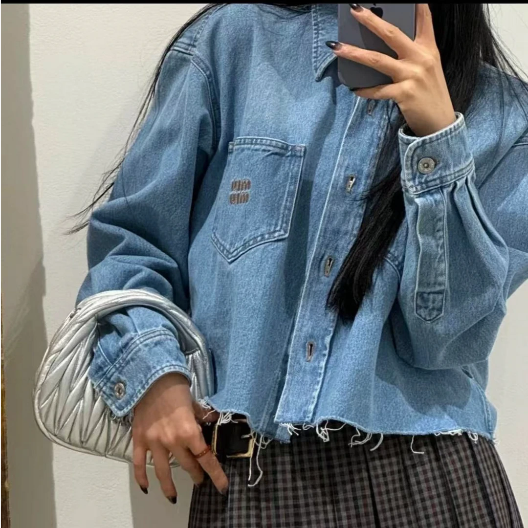未使用 MIU MIU/缪缪 蓝色牛仔衬衫外套
