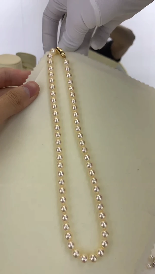 银S925镶嵌DA海水珍珠 GD121 7-8 羽皇金串链