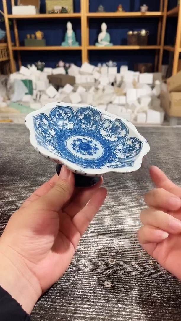 【闪购商品】其他青花花瓣大号花足餐盘