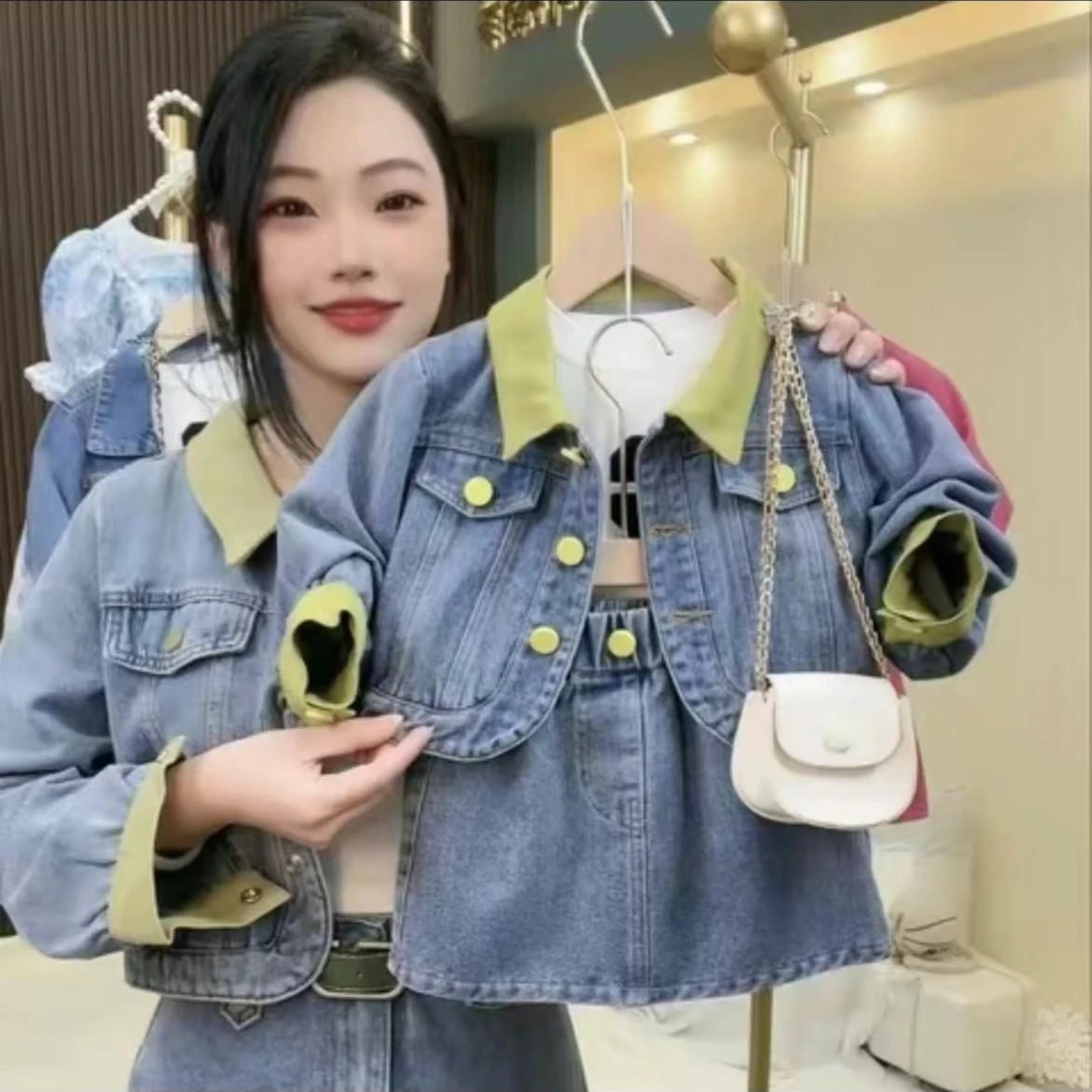 现货Y-N04【阿楠家甄选】抹茶直播女童2025牛仔套装