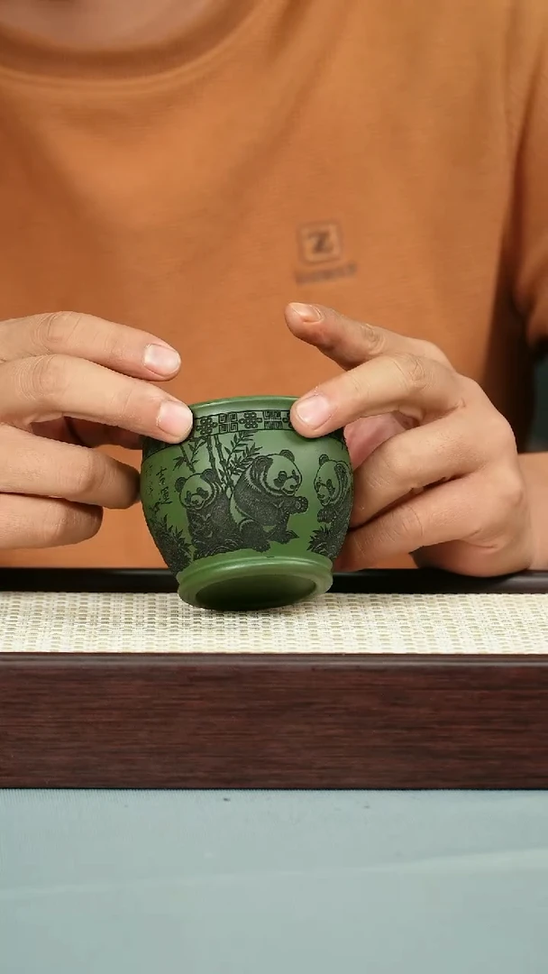 茶杯紫砂 景州绿泥 节节高升