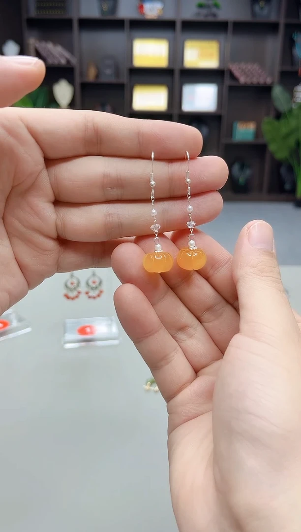 银S925镶嵌耳饰玛瑙/玉髓W06