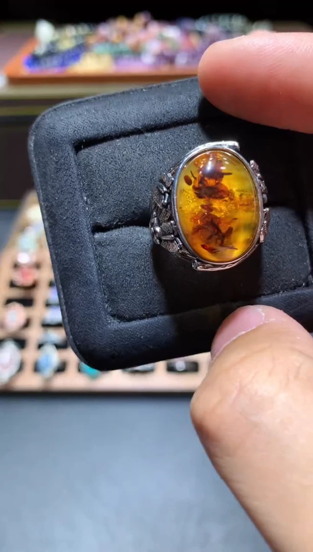 【闪购商品】琥珀戒指未镶嵌K43【所见即所得】