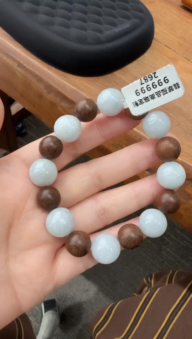 未镶嵌挂件翡翠A货翡翠多样性发一件翡翠双珠手串