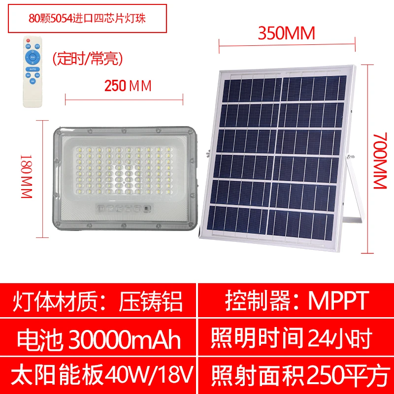 T8太阳能投光灯MPPT快充18V照射200平室内户外专用防水防雷超亮款