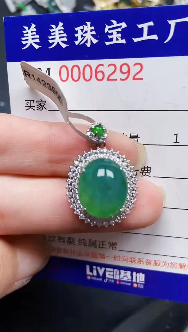 翡翠银S925镶嵌颈饰6292