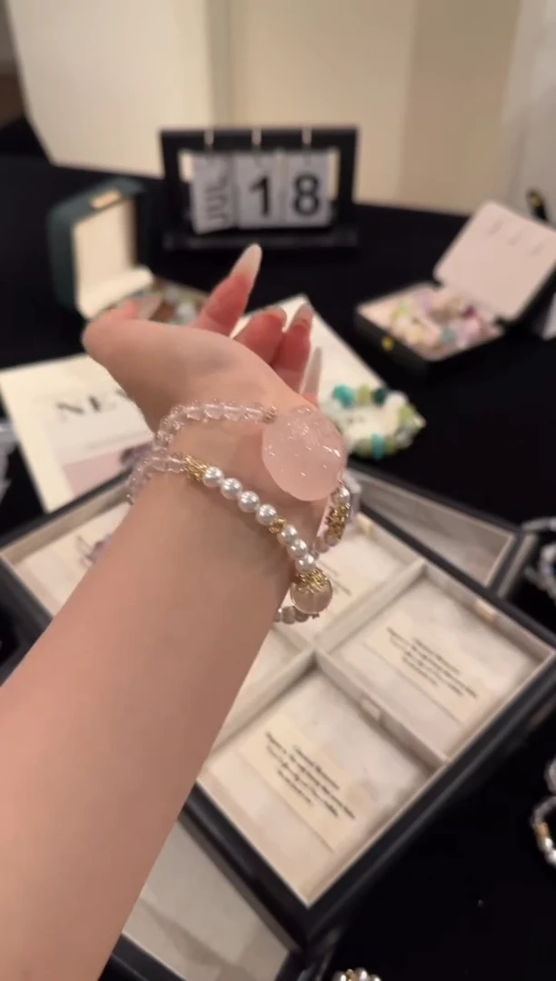 水晶手串合金粉水晶双圈x1674