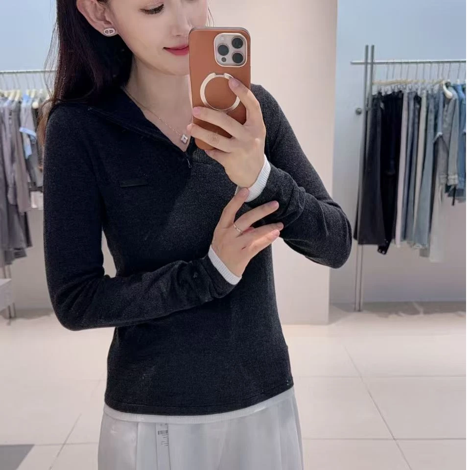 针织衫-135B803054艾家时尚拼接连帽假两件套头