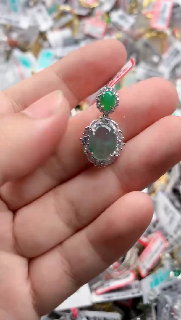 银S925镶嵌戒指翡翠222    7
