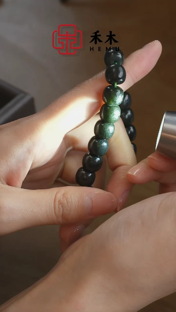 手串未镶嵌和田玉禾木和田玉 和田玉黑青手串