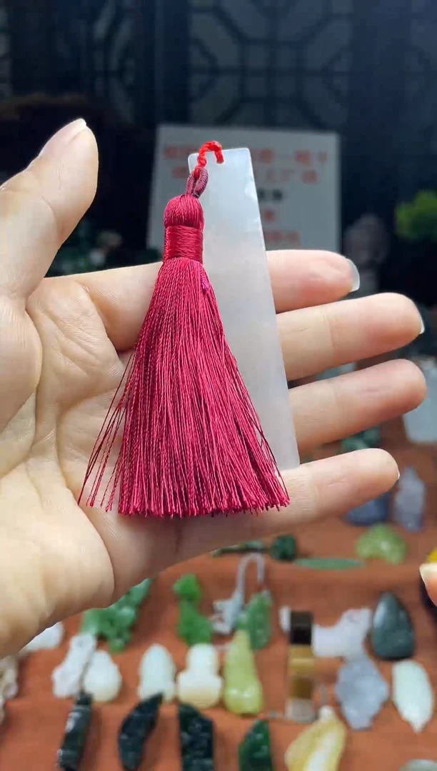 未镶嵌和田玉车挂青海料冰白意境棉书签带证书