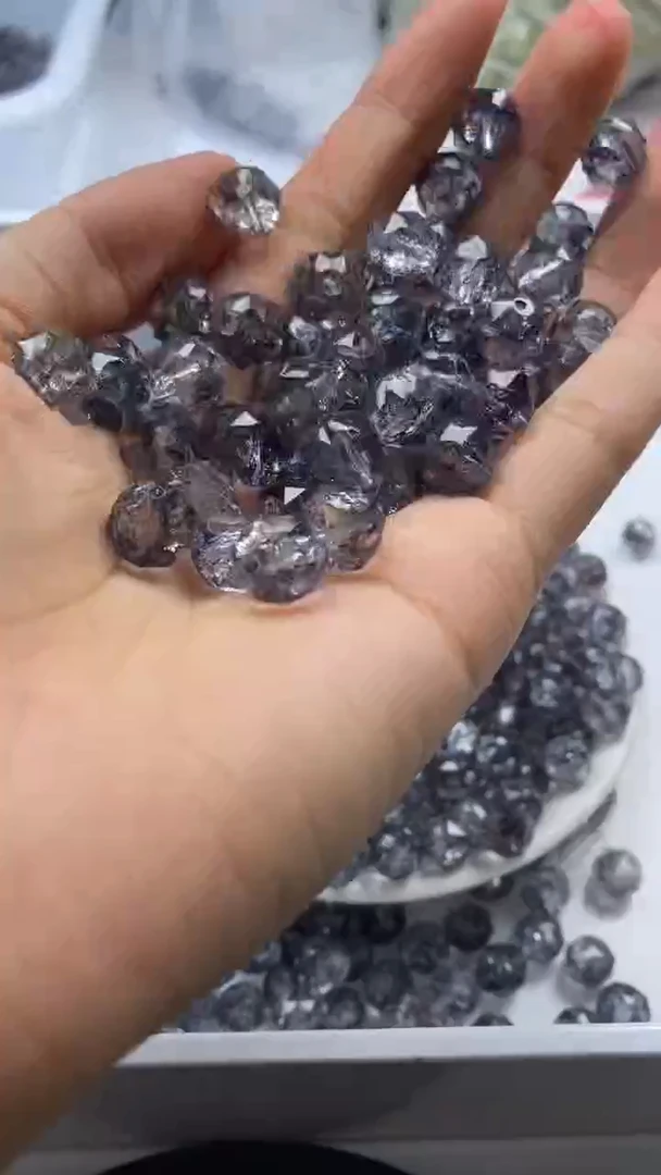 颈饰未镶嵌水晶W3222黑色碧玺切面10mm*10颗